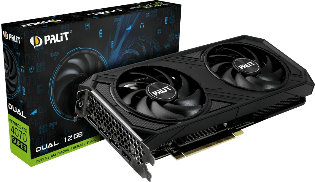 Kartelë grafike Palit GeForce RTX 4070 SUPER Dual, 12 GB, GDDR6X, PCI Express 4.0, e zezë