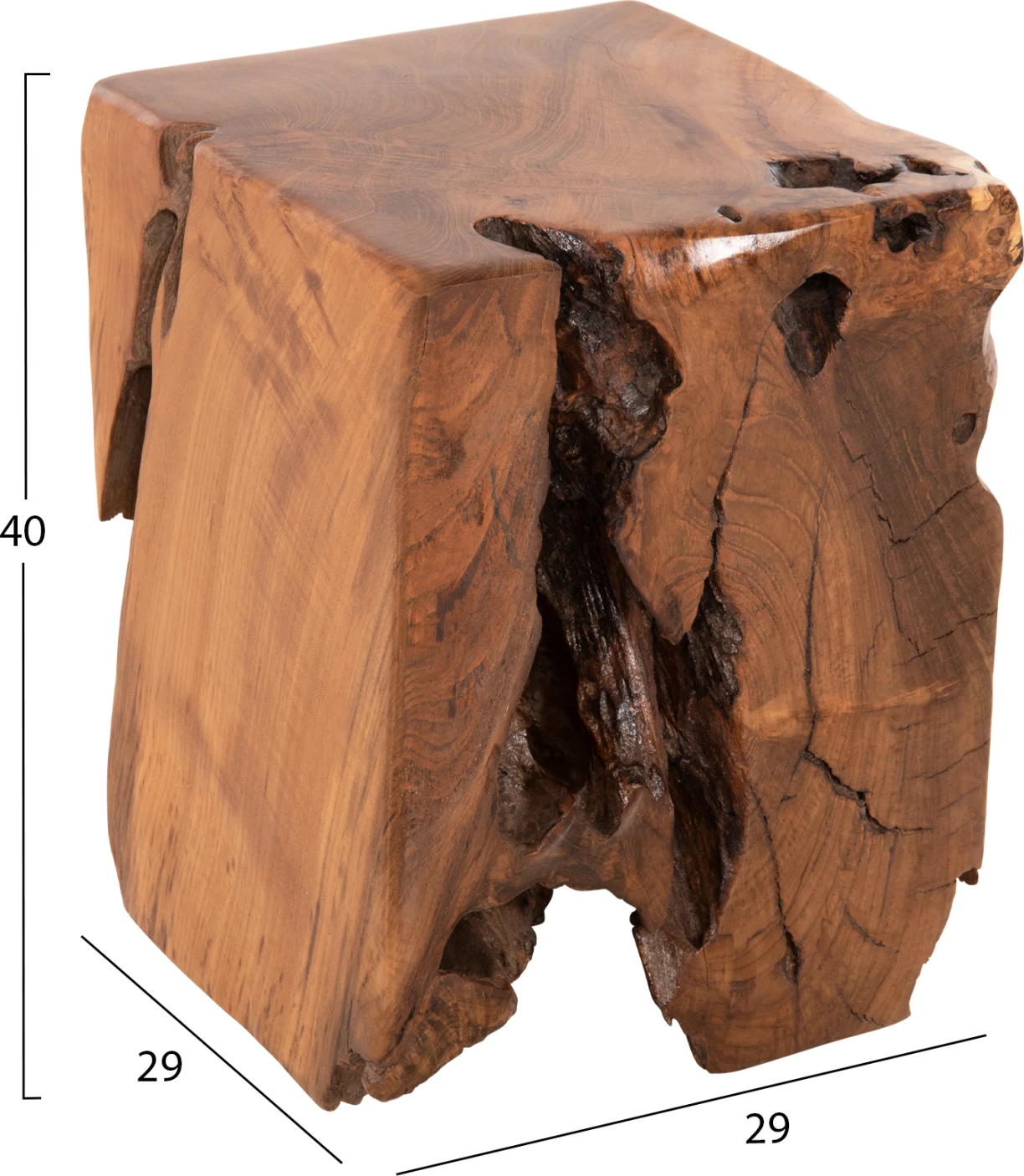 Karrige e ulët KUMO FH7893 dru TEAK ngjyrë natyrale 30x30x40Hcm