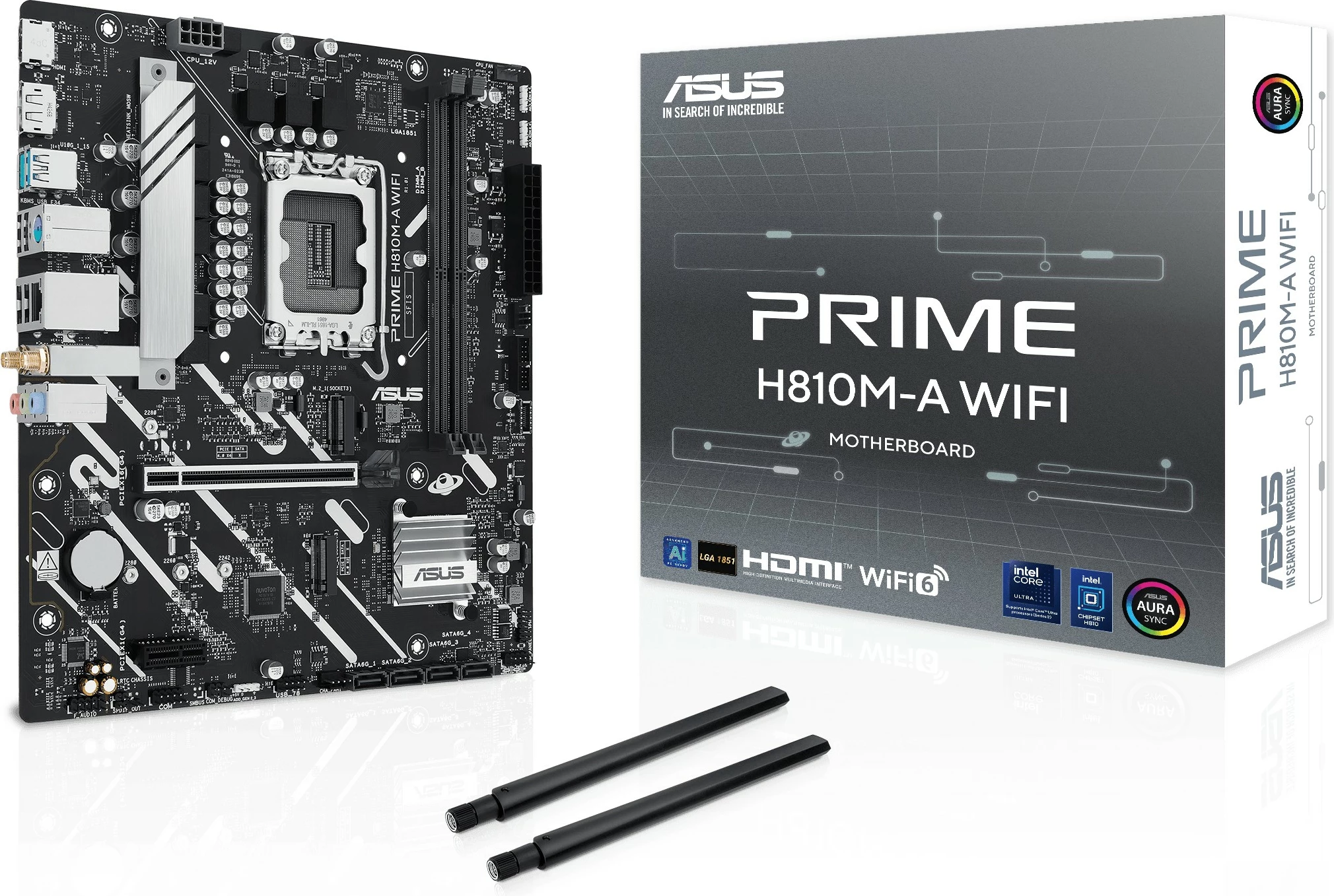 Pllakë amë ASUS PRIME H810M-A WIFI, Intel, LGA 1851, DDR5, 128 GB