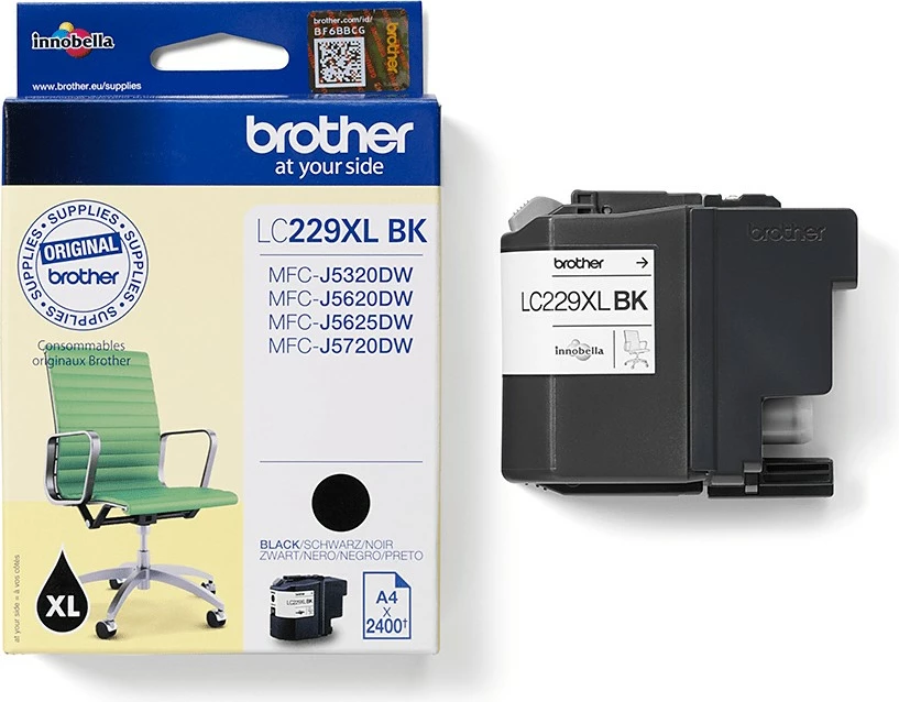 Kasetë bojë Brother LC229XLBK, 2400 faqe, e zezë