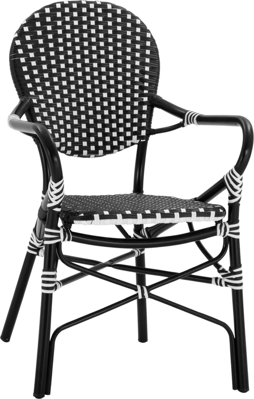 Karrige alumini me pamje bambuje, me thurje të zezë dhe të bardhë, FH5793.02, 56x63x96 cm