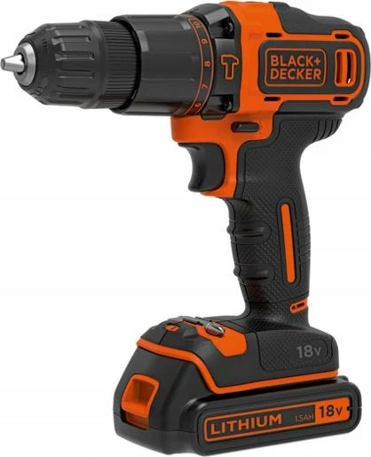 Trapan me bateri udaror Black&Decker BDCHD18 18 V 1.5 Ah 40 Nm 10 mm portokalli/zi, 1 bateri + karikues