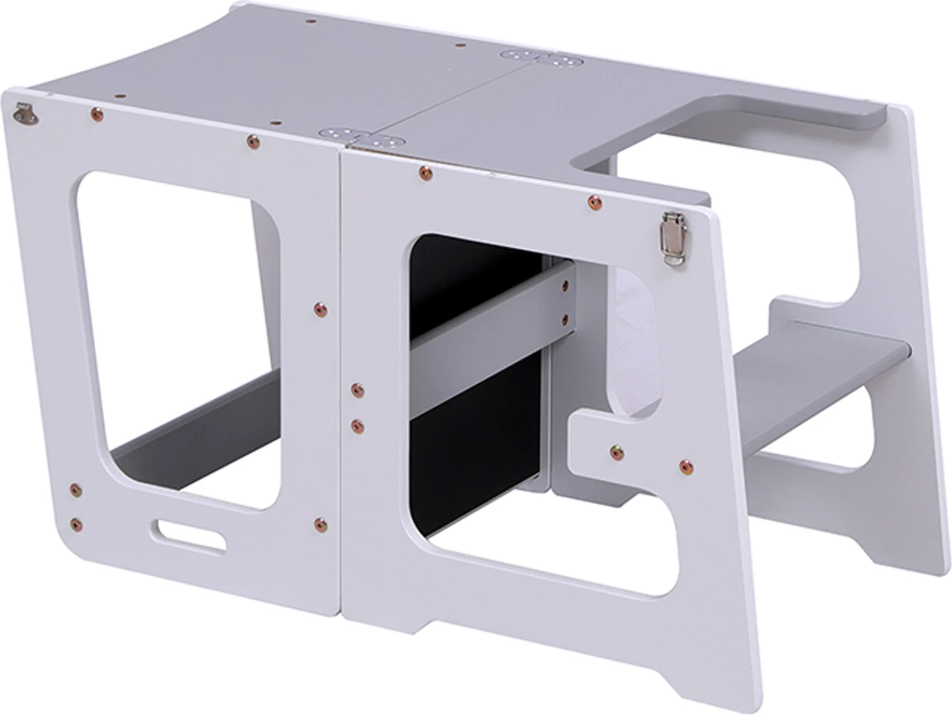 Kullë mësimi për fëmijë me tabelë, dru pishe, e bardhë/gri, RICKI FH18345.03, 37x40x84cm