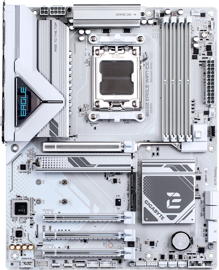 Pllakë amë GIGABYTE B850 EAGLE WF7 ICE, AM5, ATX, DDR5 deri 256GB, Wi‑Fi 7, 2.5GbE, e bardhë