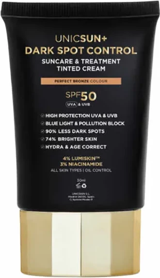 Krem me ngjyrë për kontrollin e njollave të errëta Unicskin UNICSUN+, Bronze, 30 ml