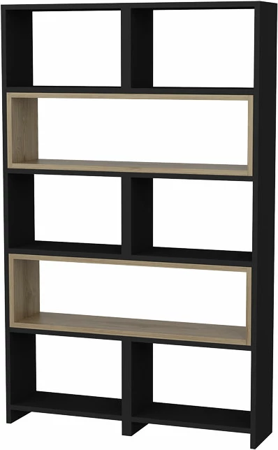 Raft librash i zgjatshëm Thorin, ngjyrë e zezë-natyrale, 163.5x22x150cm