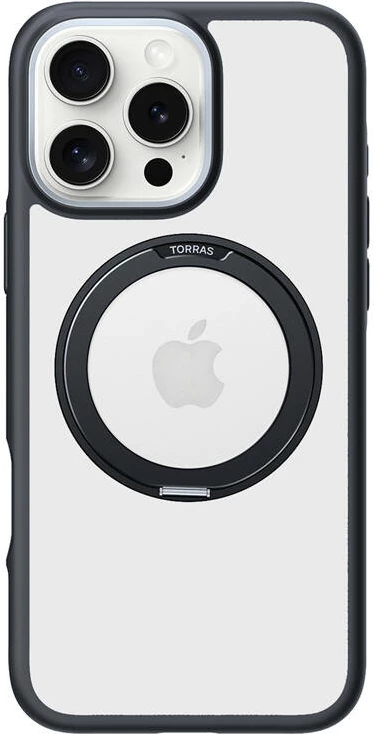 Mbështjellës Torras Ostand R Fusion për iPhone 16 Pro, i zi