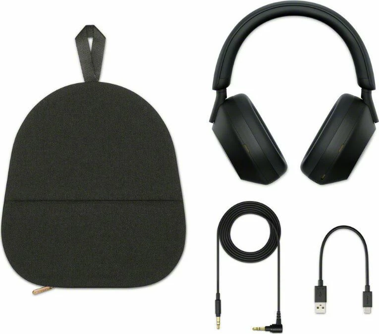 Kufje Sony WH-1000XM5 Bluetooth me ANC dhe mikrofon, të zeza, set me këllëf
