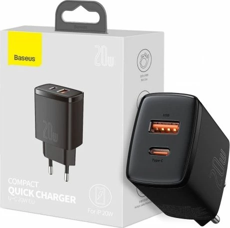 Karikues kompakt Baseus CCXJ-B01 20W 3A 1x USB-A + 1x USB-C, i zi