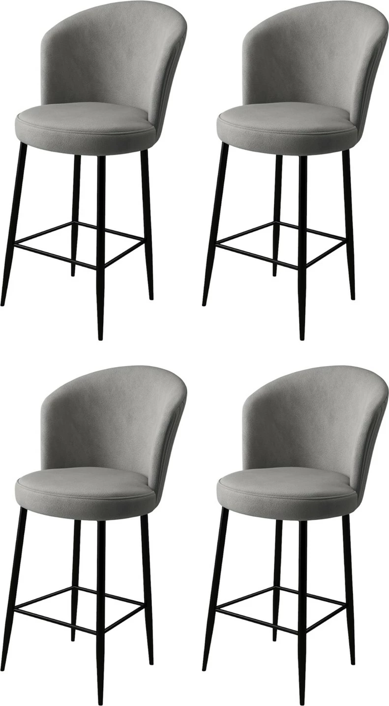 Set karrigesh për bar (4 copë), Hanah Home, Alte, gri, e zezë