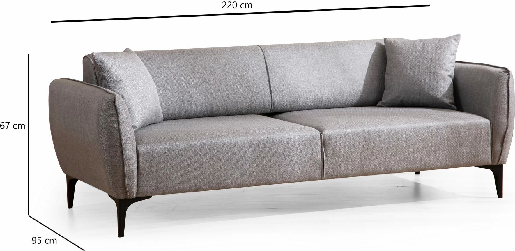 Divan treshe Atelier del Sofa, Belissimo, ngjyrë gri