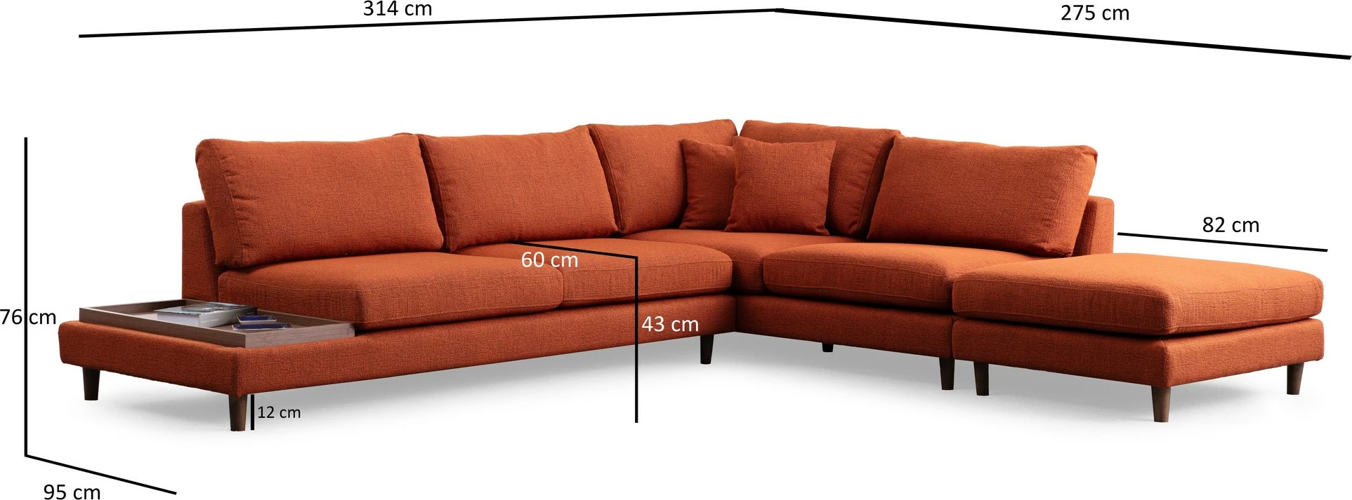 Këndare Atelier del Sofa New Tulip me puf, portokalli