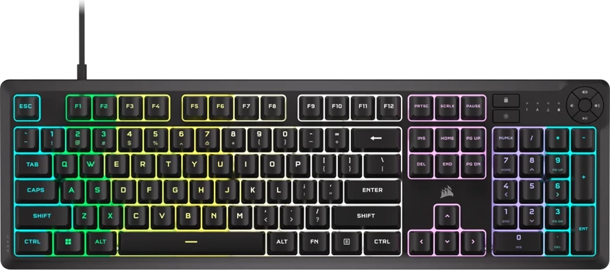 Tastierë gaming CORSAIR K55 CORE RGB full-size, USB-A, ndriçim RGB 10-zonal, e zezë