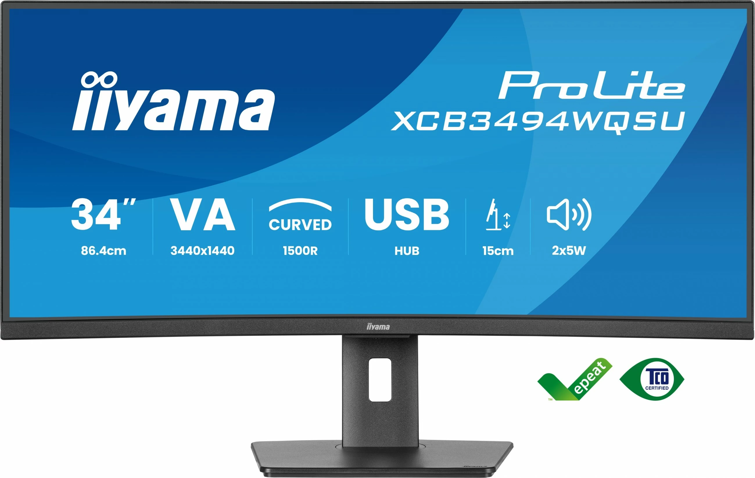 Monitor iiyama ProLite XCB3494WQSU-B1, 34 inç, UltraWide Quad HD, LED, 0.4 ms, zi