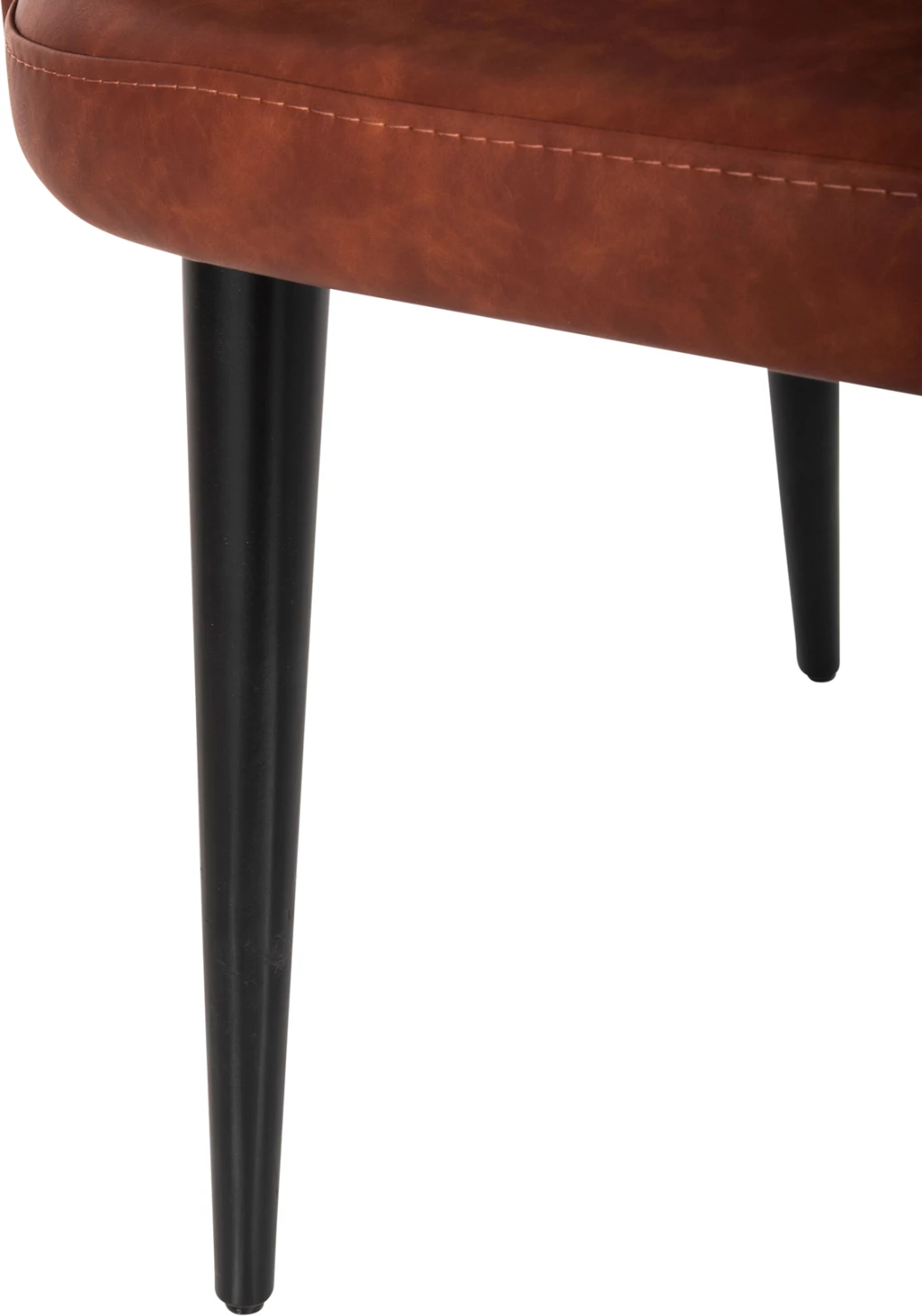 Fotel Loretta, lëkurë PU ngjyrë kafe e çelët, këmbë druri të zeza, FH9271.53, 53x60x82H cm