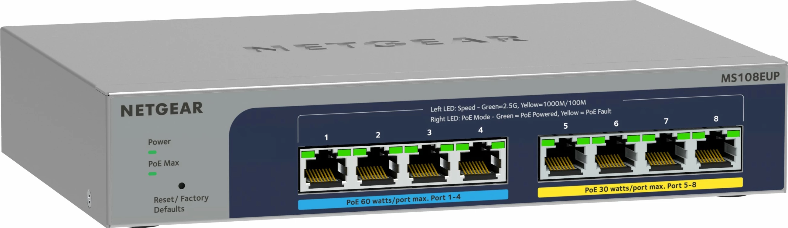 Switch NETGEAR 8-port Ultra60 PoE++ Multi-Gigabit, Managed, L2/L3, 2.5G Ethernet, Full duplex, PoE