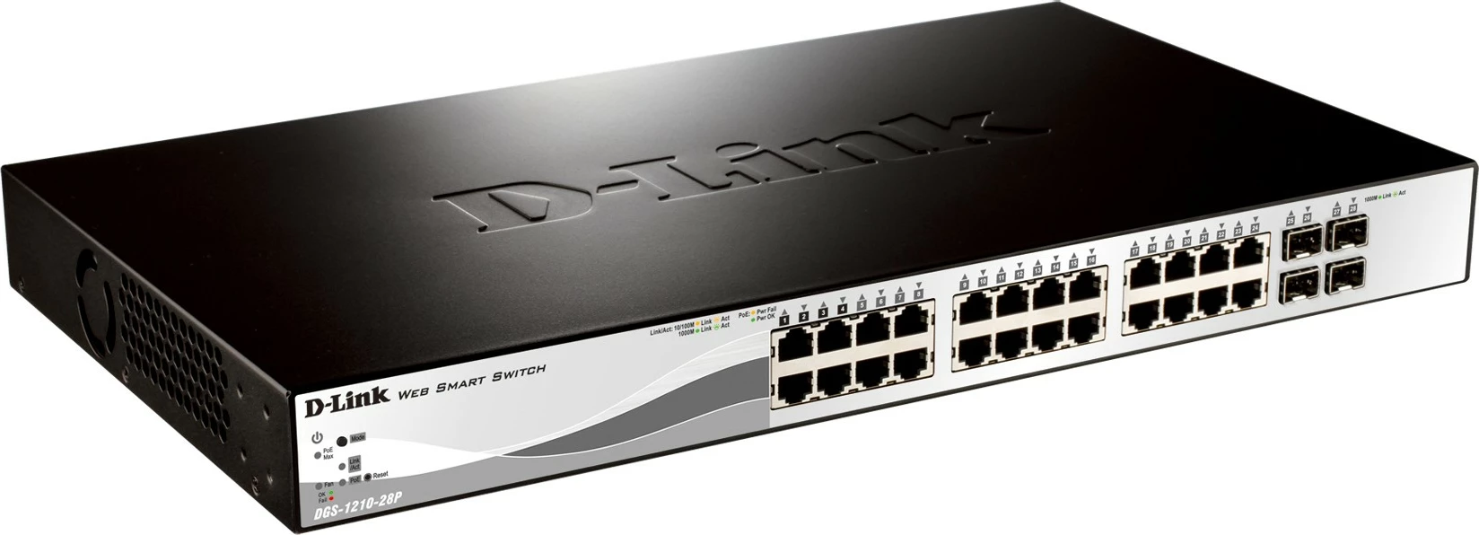Switch D-Link DGS-1210-28P, Managed, L2, Gigabit Ethernet, PoE, Rack 1U