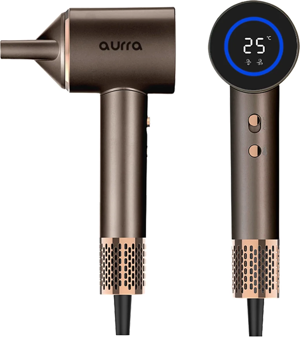 Tharëse flokësh, Elit AURRA, BLDC 110,000 rpm, 1600 W, ekran LED me ngjyra, jone, koka magnetike, lux brown