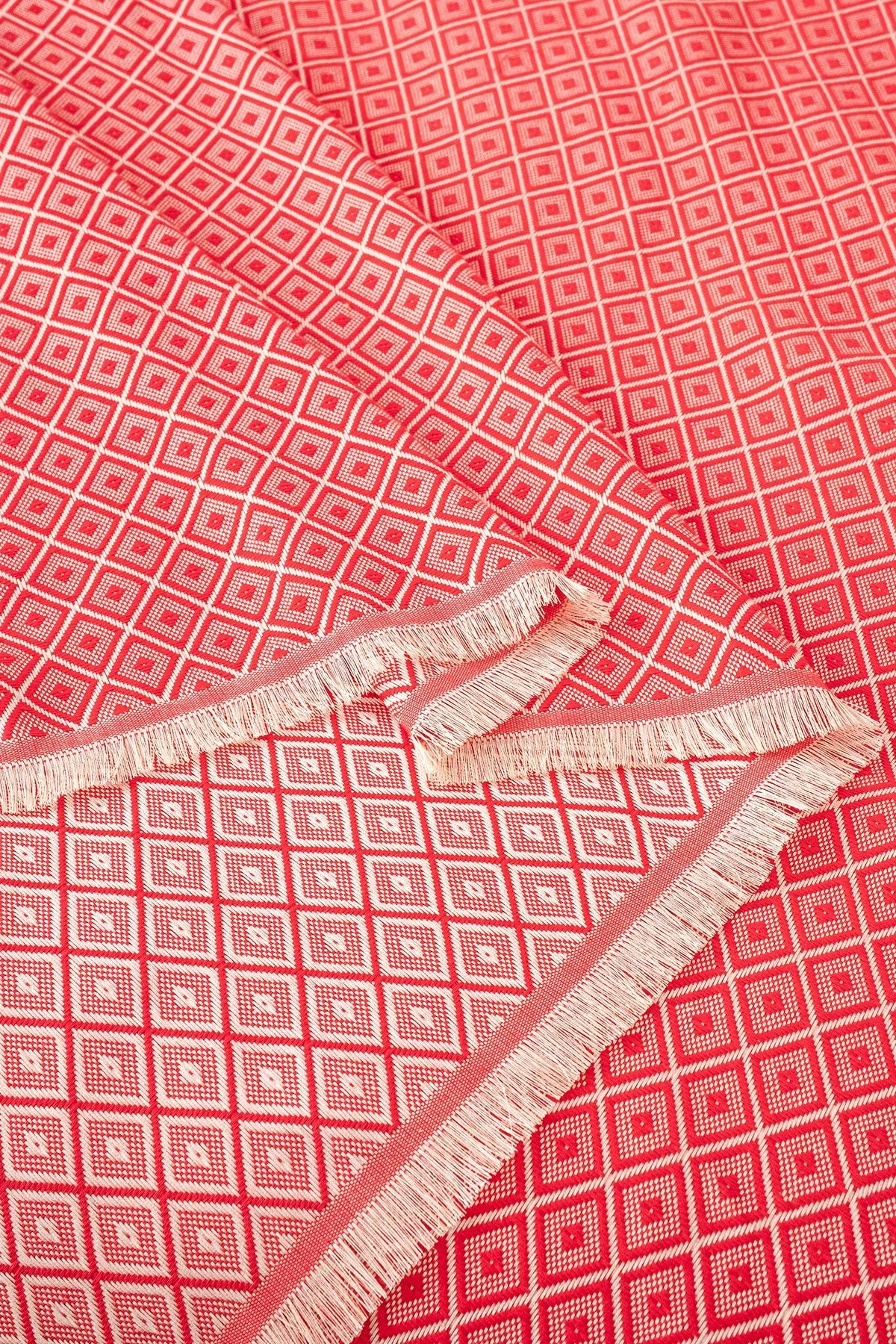 Batanije Double Pique, ngjyrë vermilion, Diamonds, 210x230cm