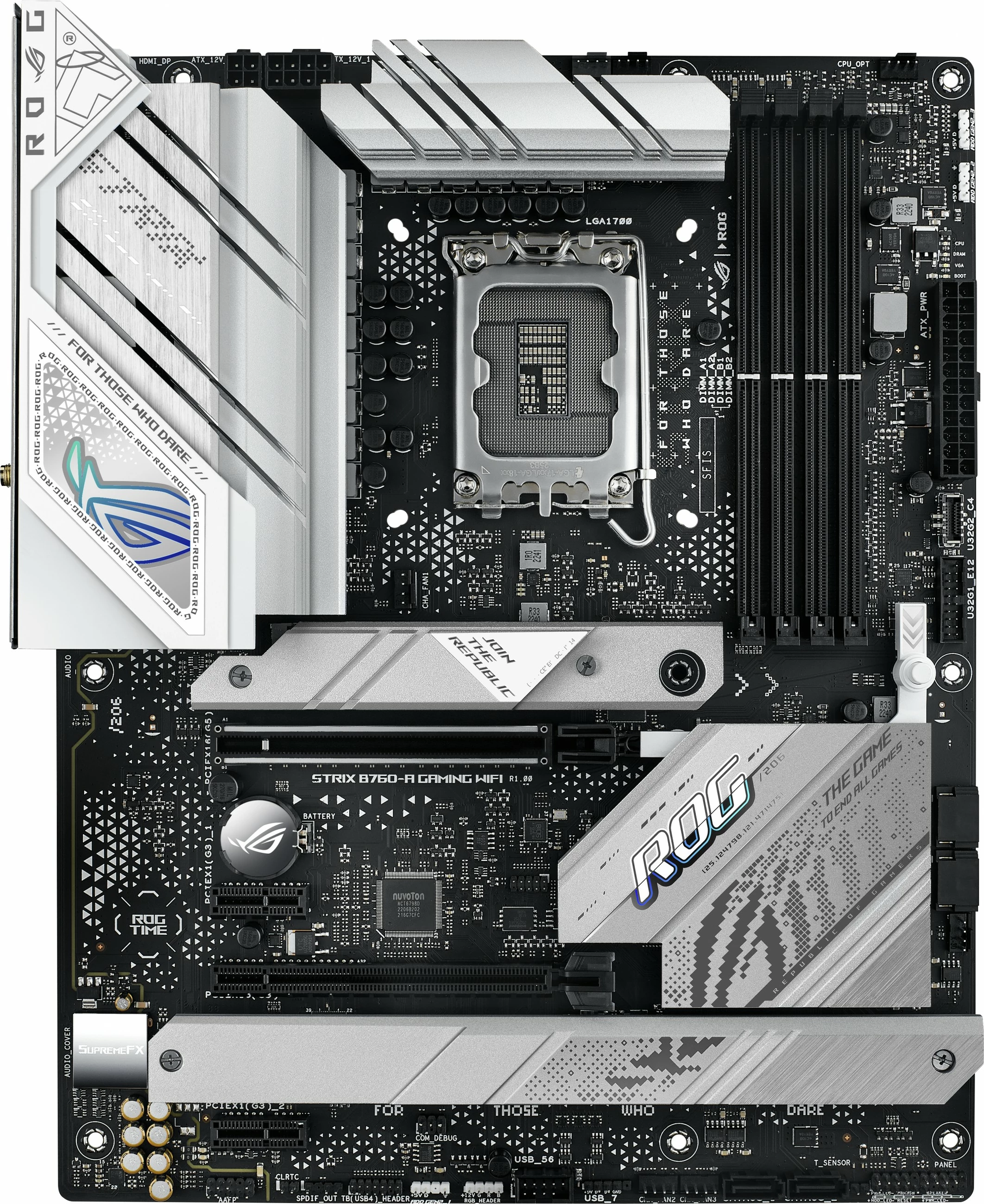 Pllakë amë ASUS ROG STRIX B760-A GAMING WIFI, Intel LGA 1700, DDR5, ATX, Wi-Fi, bardhë/argjend