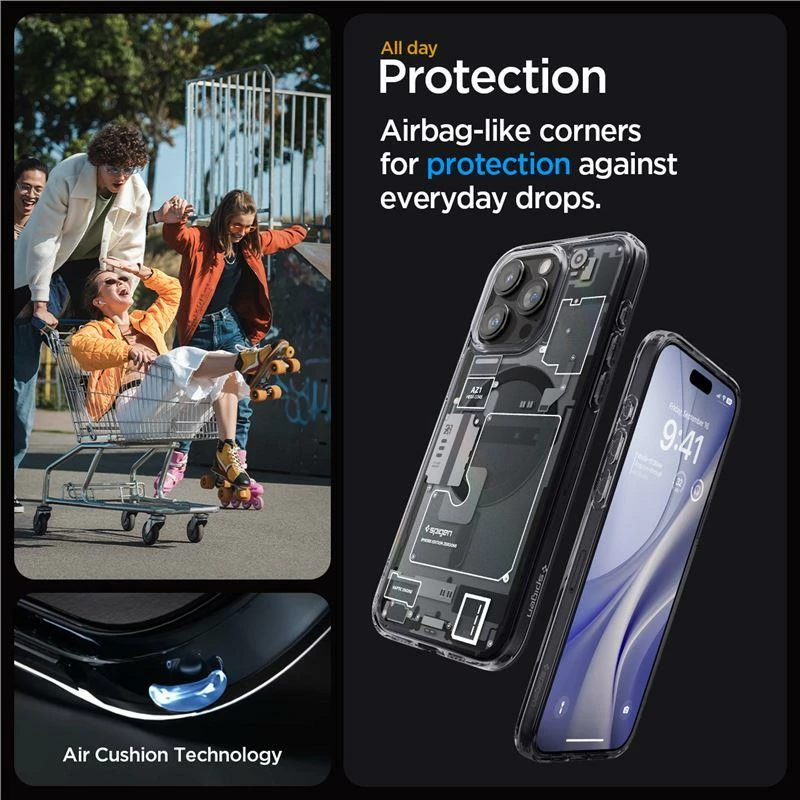Mbështjellës Spigen Ultra Hybrid Mag për iPhone 15 Pro, MagSafe, Zero One, Transparent/Gri