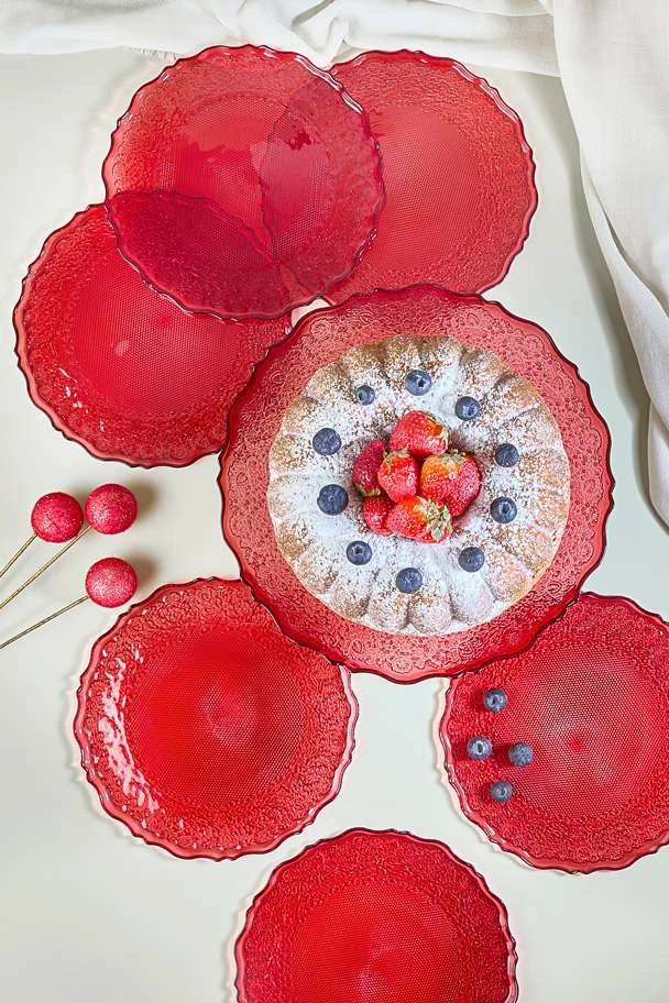 Set pjatash për ëmbëlsira (7 copë), Hermia Concept, Goblen7, e kuqe