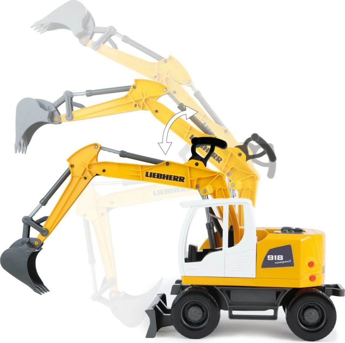 Lodër ekskavator Lena Worxx Liebherr, 48 cm, plastikë, verdhë/gri/bardhë, në kuti