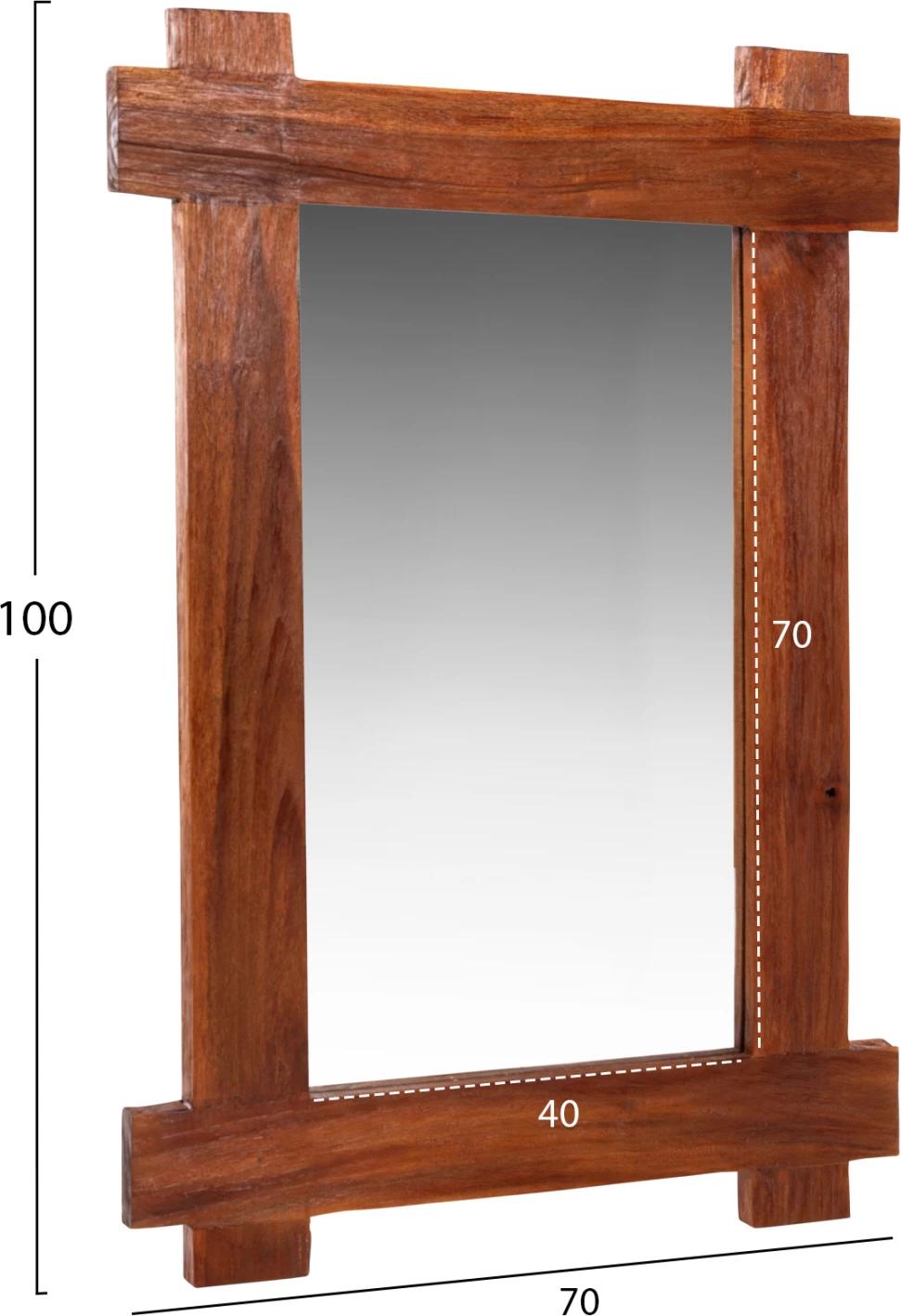 Pasqyrë muri, FH4303, dru TEAK i ricikluar, ngjyrë natyrale, 70x100H cm