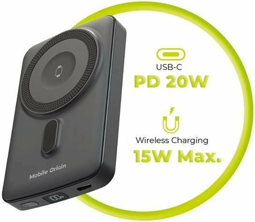 Powerbank Mobile Origin PB9 10000mAh magnetik wireless USB-C PD 20W me karikim Apple Watch, i zi