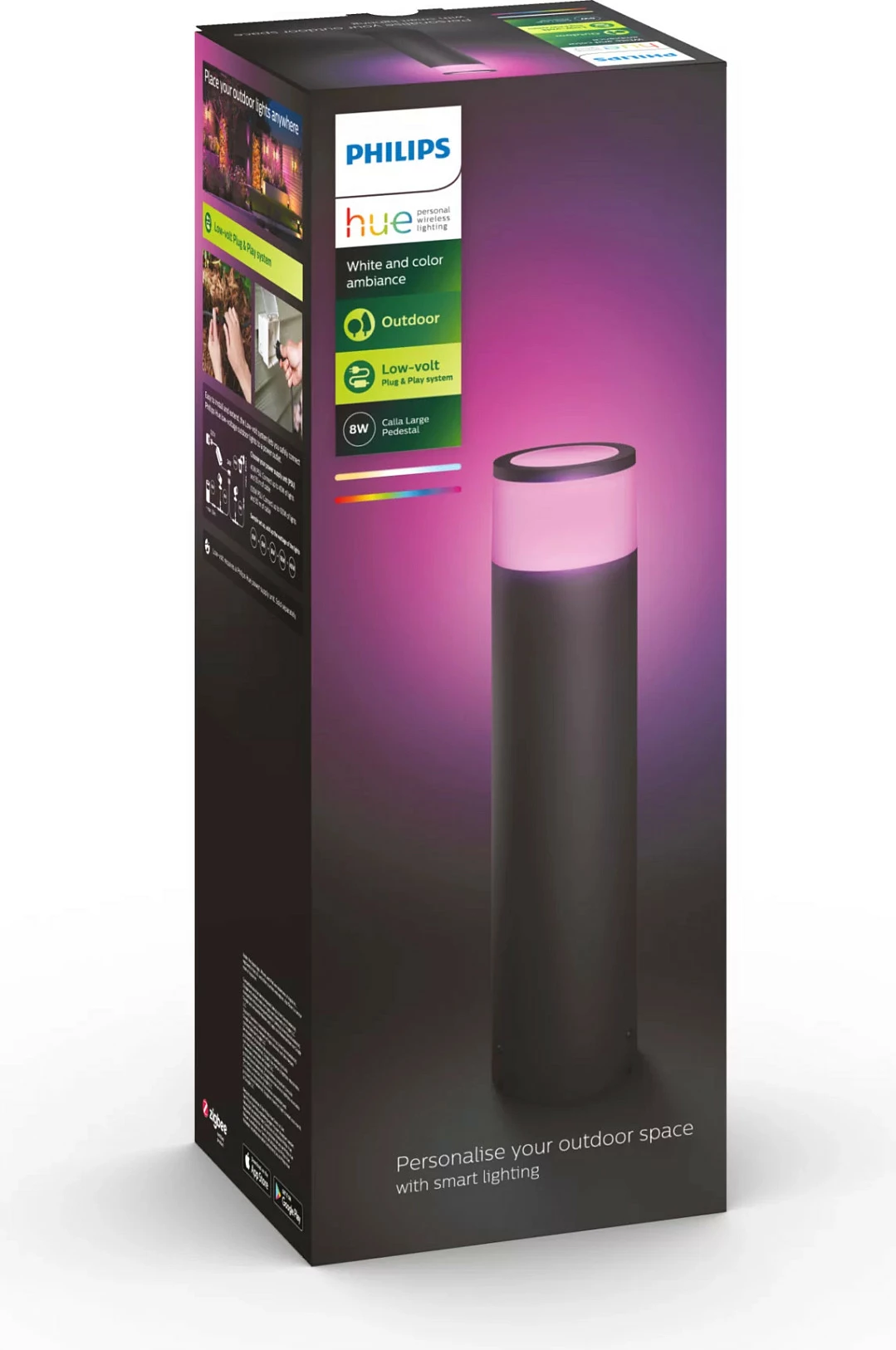Ndriçues i jashtëm smart Philips Hue Calla, LED, 8W, ngjyrë e zezë