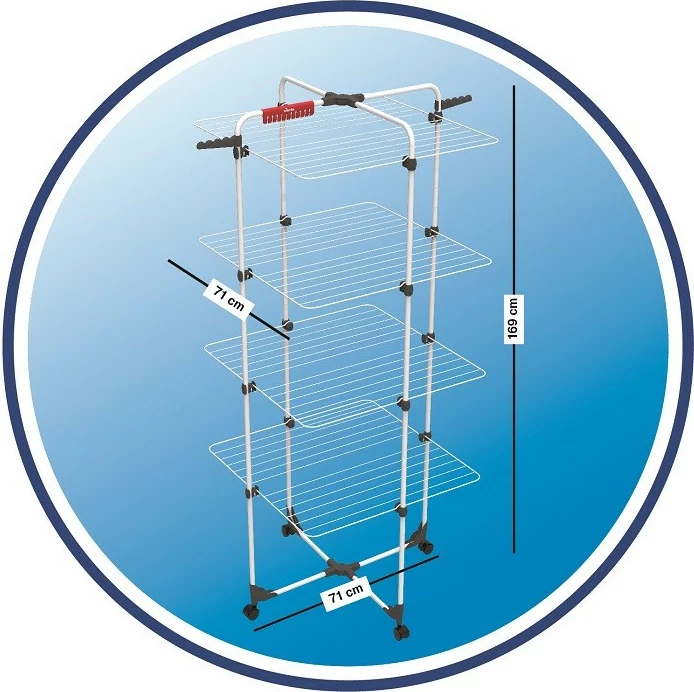 Tharëse rrobash Vileda Mixer 4, 4 nivele, me rrota, e bardhë/zezë