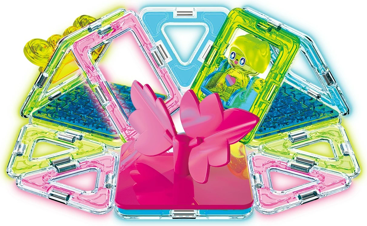 Set lodrash magnetike Magformers Glowing Craft 20 elemente, që ndriçojnë në errësirë