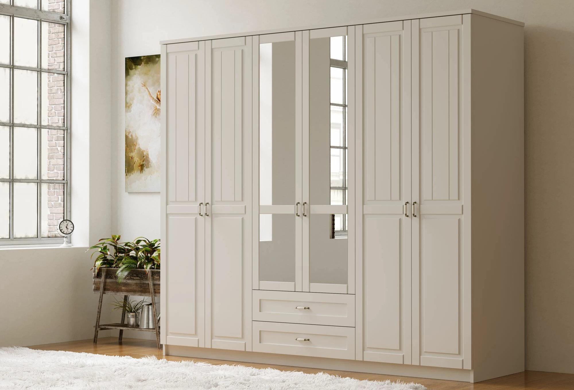 Gardërobë Skye Decor, RB-122-01, ngjyrë e bardhë matte