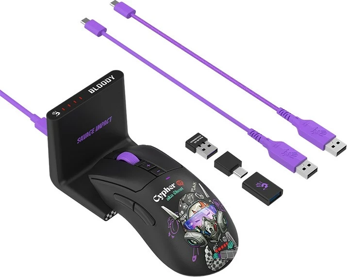 Maus A4-Tech Bloody R73 ULTRA DUO Cypher Ghost, wireless, RGB, i zi