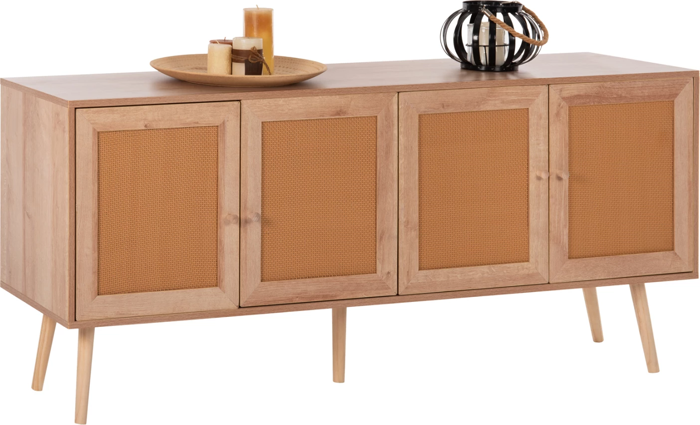 Bufe COLM FH9440.11 melaminë me ratan sintetik në 4 dyer 160x39,5x71H cm