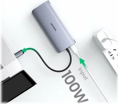 USB Hub Ugreen CM179, 10-në-1, USB-C, HDMI 4K, VGA, Ethernet, 100W, Space Gray