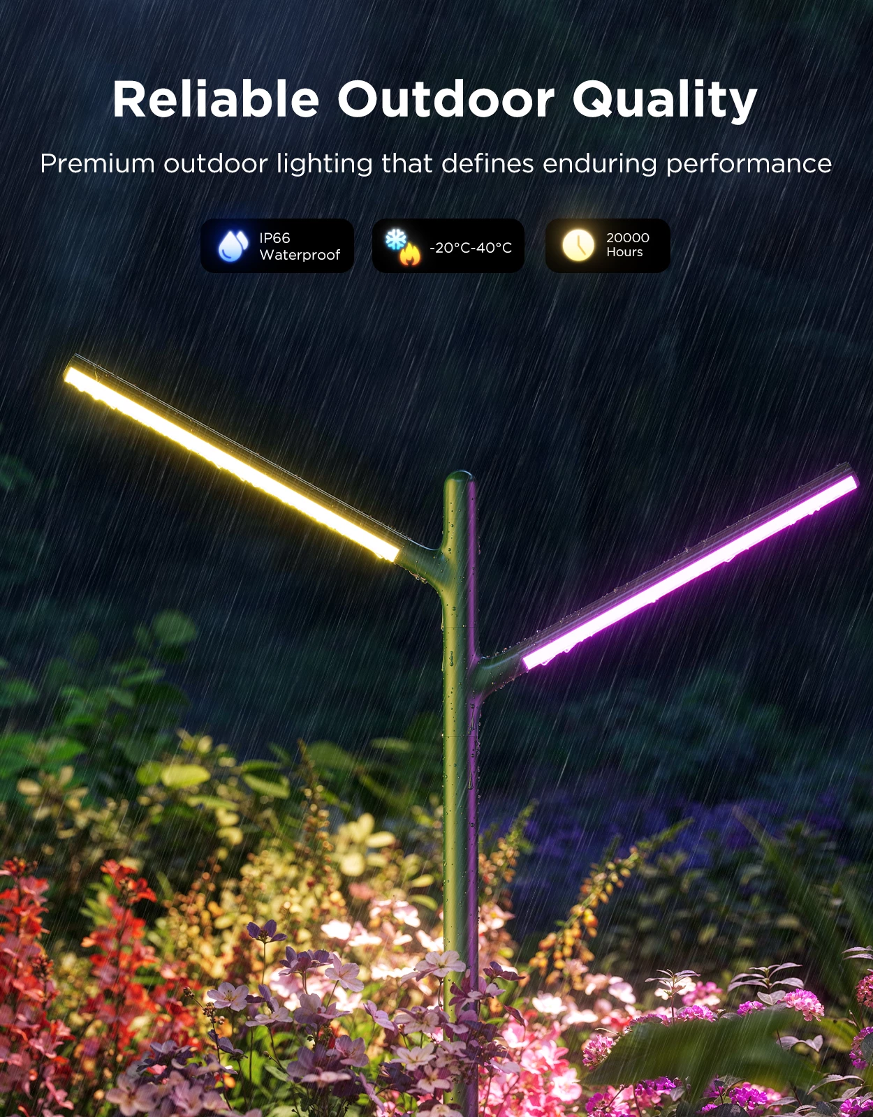 Drita kopshti outdoor Govee Outdoor Garden Lights RGBWWIC 1100 lm, Matter/Alexa/Google, set 2 copë