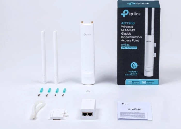Access point i jashtëm TP-LINK Omada EAP225-Outdoor AC1200 MU-MIMO PoE Gigabit, i bardhë