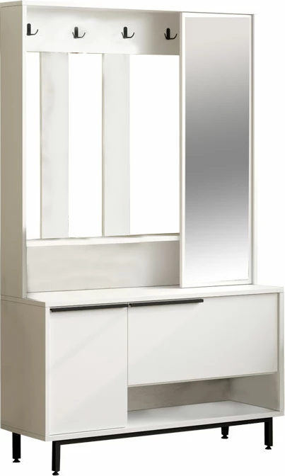 Mobilje hyrëse Zerbie, melaminë e bardhë-e zezë, 112x35.5x178cm