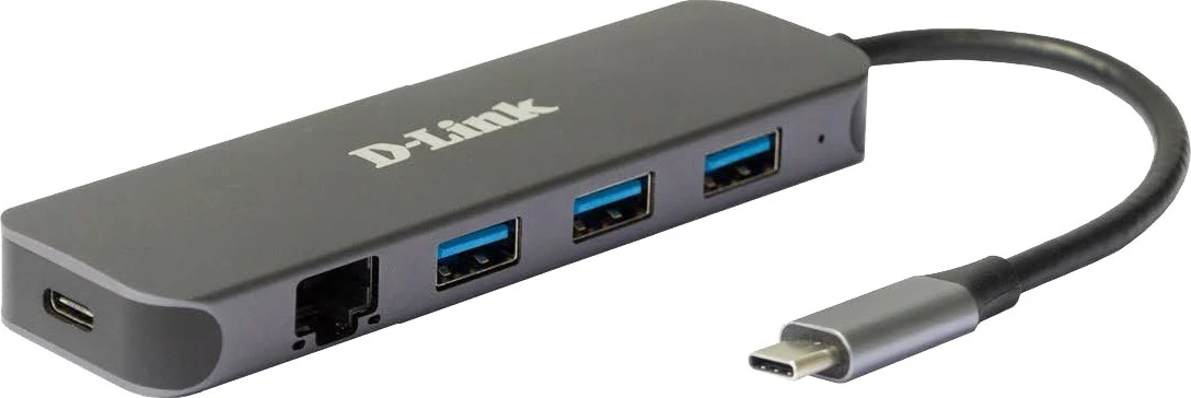 Hub USB-C D-Link DUB-2334, 5-in-1, 60 W, Gri