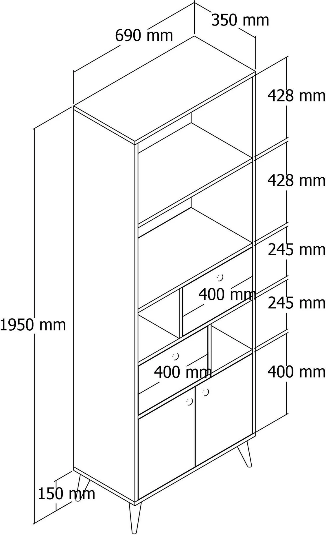 Raft librash, ngjyrë lisi, Skye Decor, Ninova - 1956
