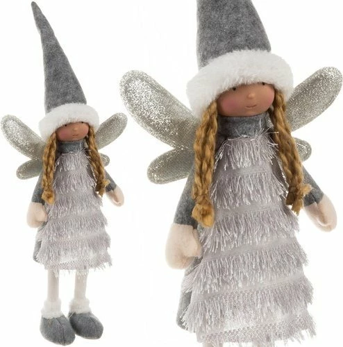Figurinë dekoruese Krishtlindjesh zanë/engjëll Ruhhy 22343 40 cm, gri/bardhë/argjend