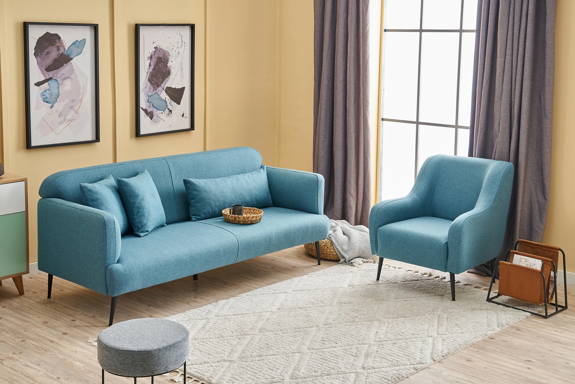 Divan treshe, ngjyrë turquoise, Atelier del Sofa, Revos