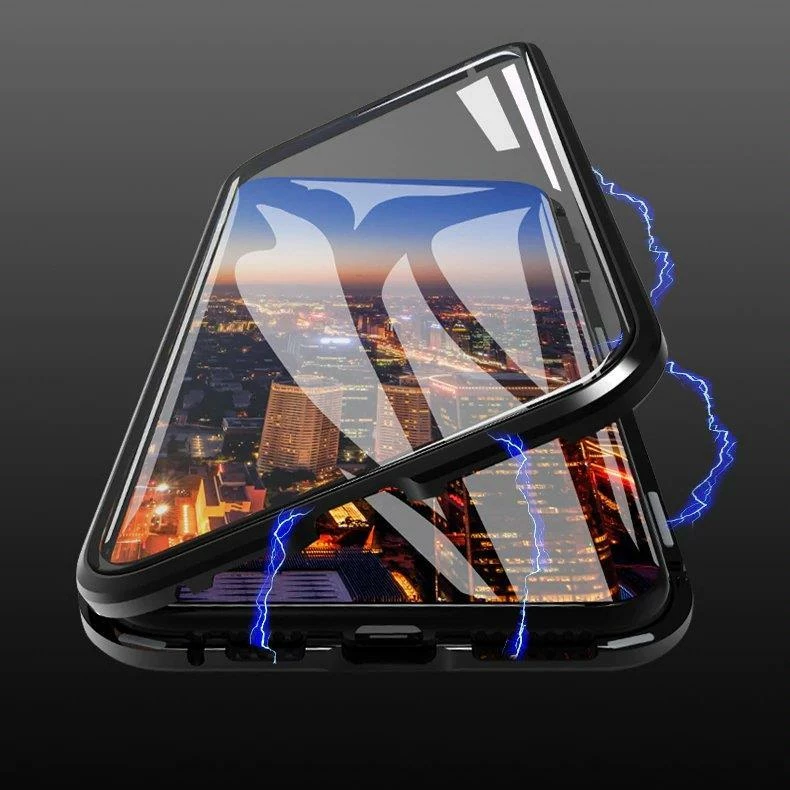 Mbështjellës Wozinsky Full Magnetic Case për Samsung Galaxy A72, xham i integruar, zi-transparent