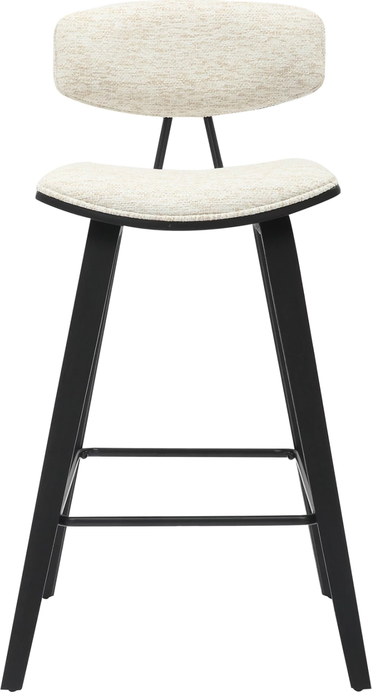 Karrige për bar, lartësi mesatare, INOVER FH9984.02, metal & dru, pëlhurë ecru, 50,5x49x90H cm, set prej 2 copë