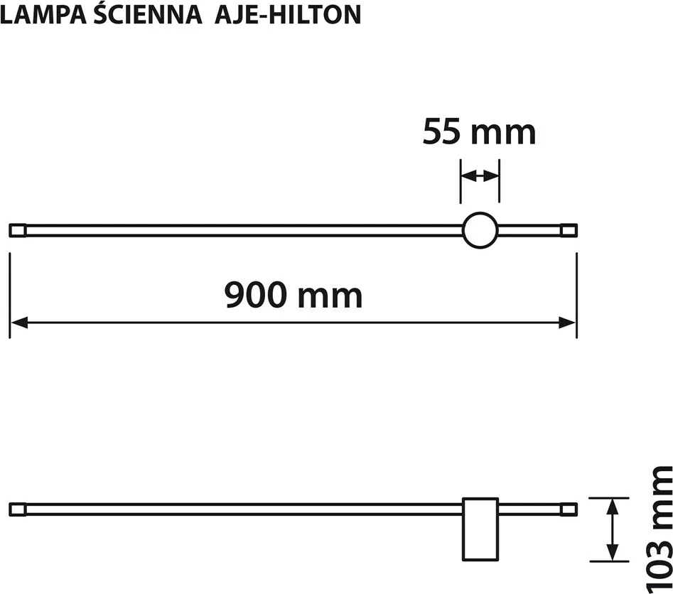 Llambë muri Activejet AJE-HILTON, LED, 9 W, Alumini, E zezë