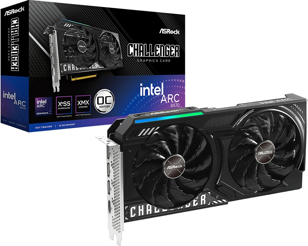 Kartë grafike ASRock Challenger Intel Arc B570 10GB OC, GDDR6, PCI Express x8 4.0, e zezë