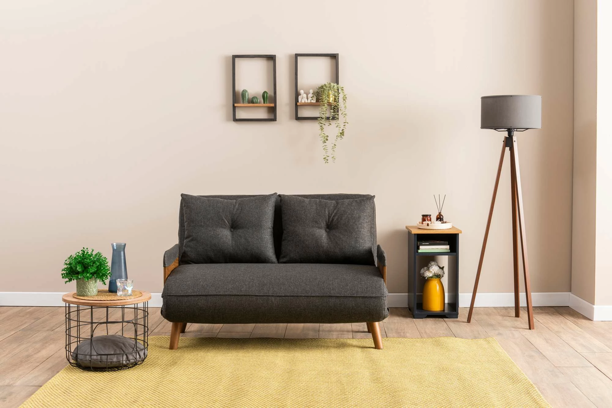 Divan-krevat dy vendesh, Cosmo, ngjyrë gri e errët