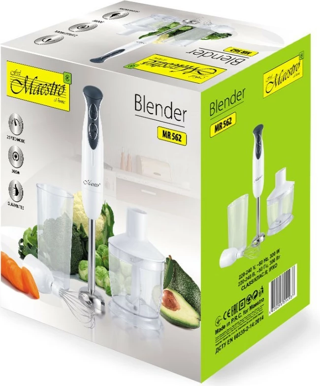 Blender dore Feel-Maestro MR-562, set 3-në-1, 300W, Inox, E bardhë/E zezë
