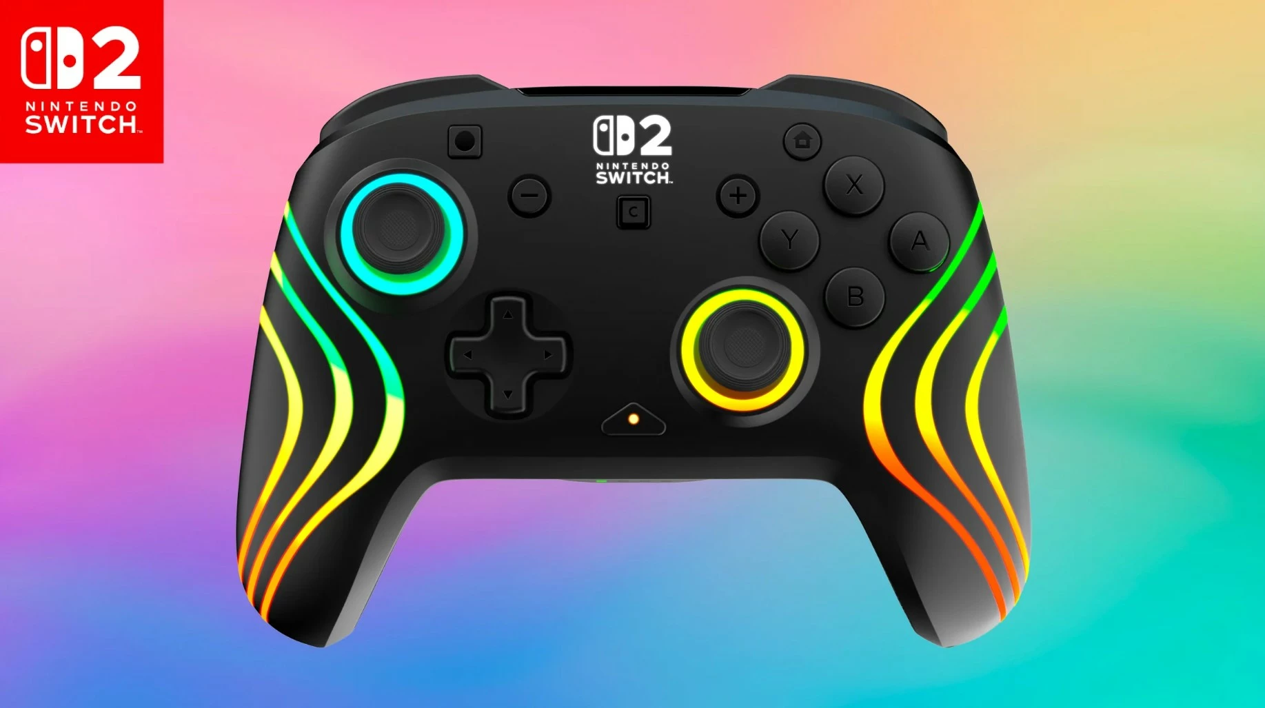 Kontrollor wireless Turtle Beach Afterglow Wave për Nintendo Switch 2, RGB, bateri e rikarikueshme 20 orë, i zi
